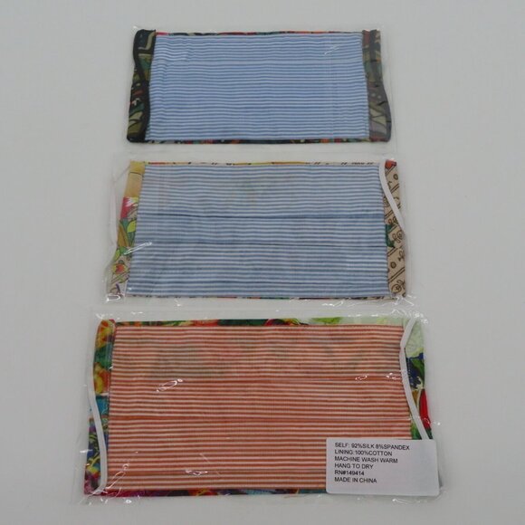 Johnny Was Adult One Size OSFM Silk Charmeuse Multicolor Floral Face Masks NEW - Picture 6 of 8